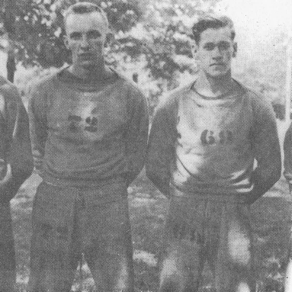 1945 STATE CHAMPIONSHIP RELAY TEAM ADAM WILLIAMS, GEORGE TEUFEL, JACK PATRICK, BOB MCCAN